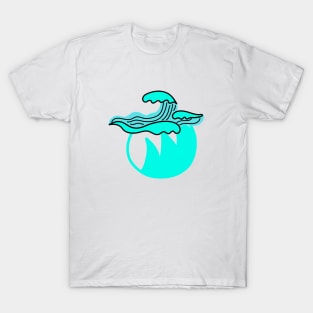 blue green water waves design T-Shirt